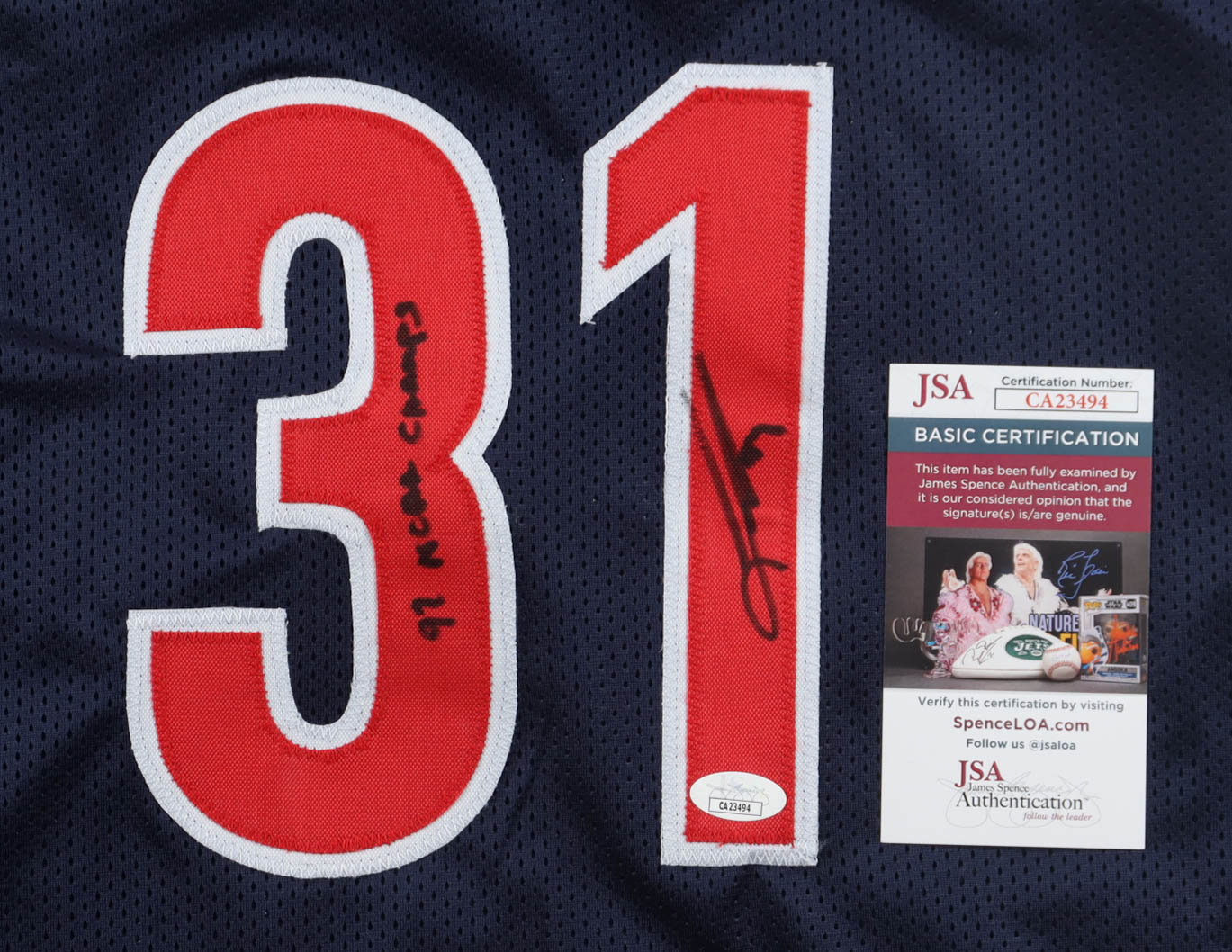 Jason Terry Signed Jersey Inscribed "97 NCAA Champs" (JSA) at PristineAuction.com Jason Terry Signed Jersey Inscribed "97 NCAA Champs" (JSA) at PristineAuction.com