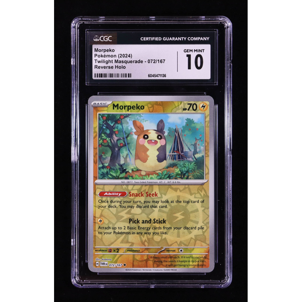 Morpeko 2024 Pokemon TCG Scarlet & Violet Twilight Masquerade #072 REVERSE HOLO (CGC 10) at PristineAuction.com