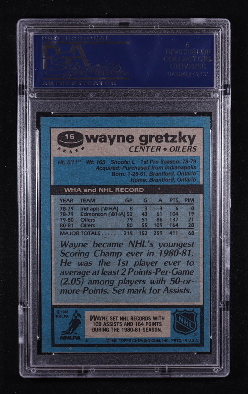 Wayne Gretzky 1981-82 Topps #16 (PSA 8) at PristineAuction.com Wayne Gretzky 1981-82 Topps #16 (PSA 8) at PristineAuction.com