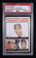 Sandy Koufax / Jim Maloney / Don Drysdale 1964 Topps #5 NL Strikeout Leaders (PSA 5) at PristineAuction.com