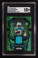 De'von Achane 2023 Panini Prizm Premier Jerseys Neon Green Pulsar Prizm #PJ-DA RC (SGC 10) at PristineAuction.com