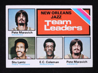 1975 Topps New Orleans Jazz Team Leaders #127 Pete Maravich / Stu Lantz / E.C. Coleman at PristineAuction.com