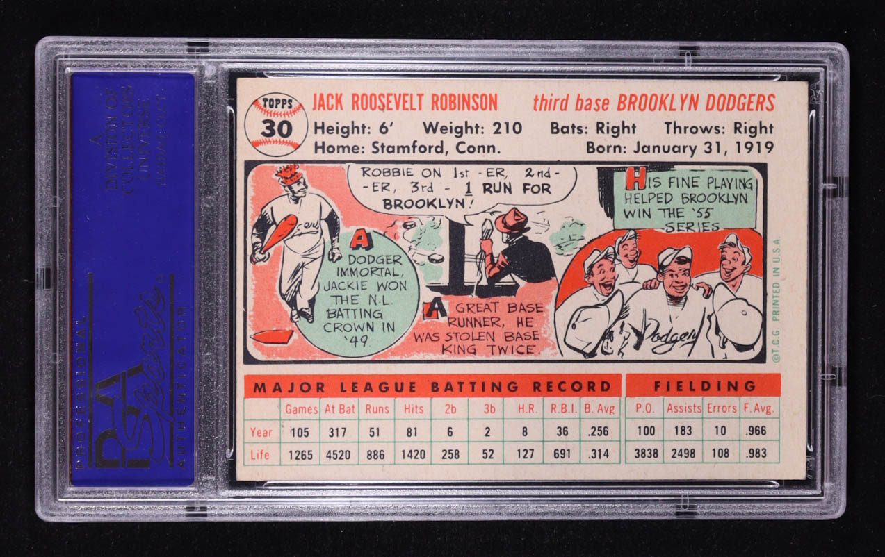 Jackie Robinson 1956 Topps #30 DP (PSA 6) at PristineAuction.com Jackie Robinson 1956 Topps #30 DP (PSA 6) at PristineAuction.com
