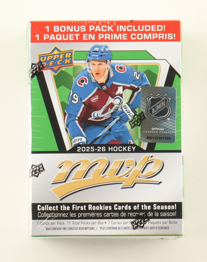 2025-26 Upper Deck MVP Hockey Blaster Box With (11) Packs at PristineAuction.com 2025-26 Upper Deck MVP Hockey Blaster Box With (11) Packs at PristineAuction.com
