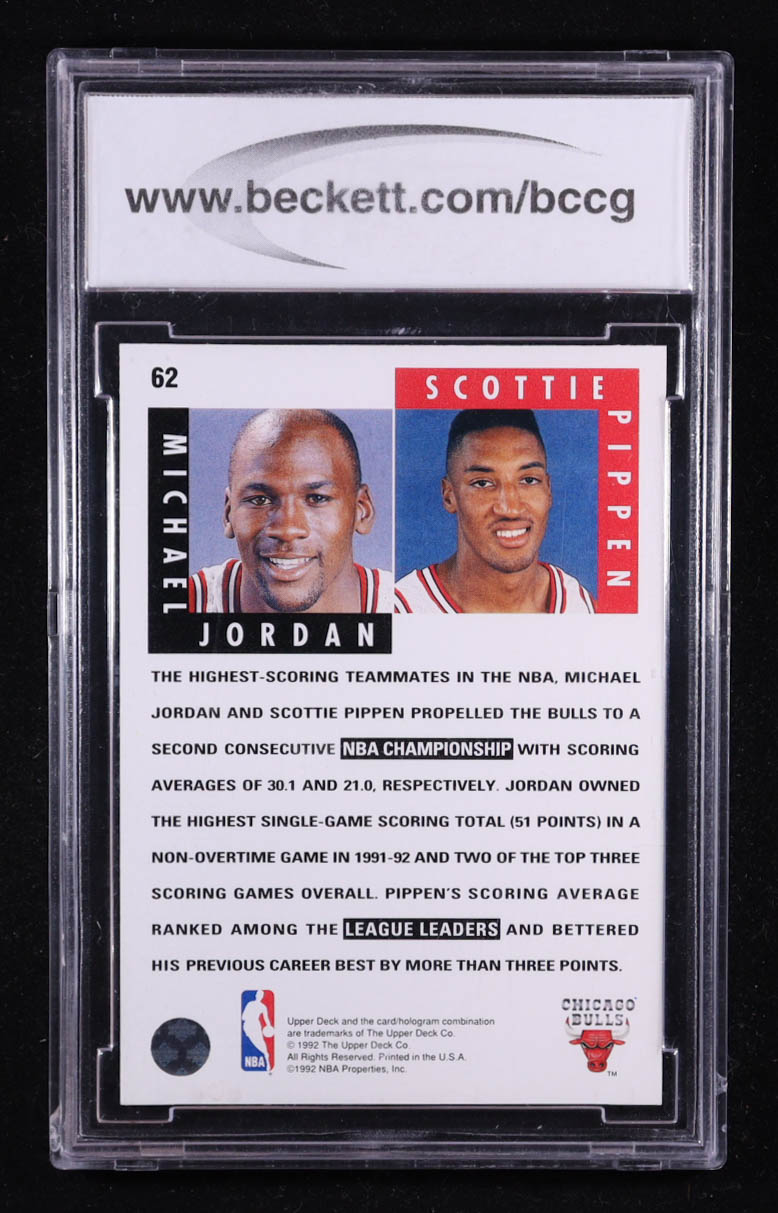 Michael Jordan / Scottie Pippen 1992-93 Upper Deck #62 (BCCG 10) at PristineAuction.com Michael Jordan / Scottie Pippen 1992-93 Upper Deck #62 (BCCG 10) at PristineAuction.com