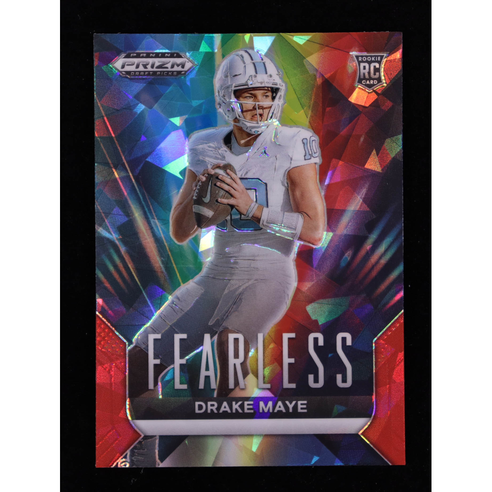 Drake Maye 2024 Panini Prizm Draft Picks Fearless Red Ice #4 RC at PristineAuction.com