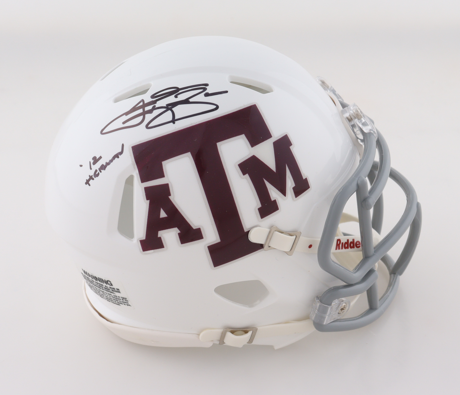 Johnny Manziel Signed Texas A&M Aggies Speed Mini Helmet Inscribed "'12 Heisman" (Beckett) at PristineAuction.com Johnny Manziel Signed Texas A&M Aggies Speed Mini Helmet Inscribed "'12 Heisman" (Beckett) at PristineAuction.com