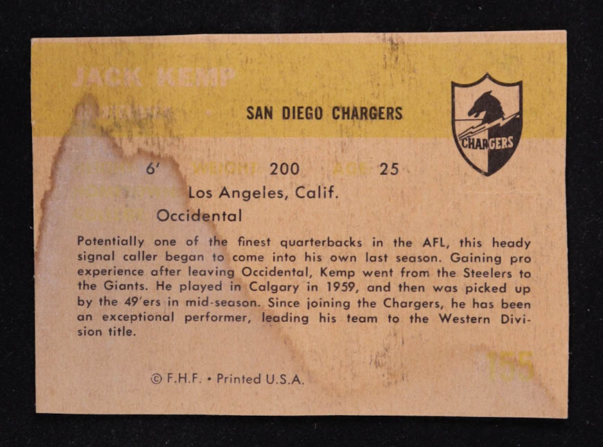 Jack Kemp 1961 Fleer #155 at PristineAuction.com Jack Kemp 1961 Fleer #155 at PristineAuction.com
