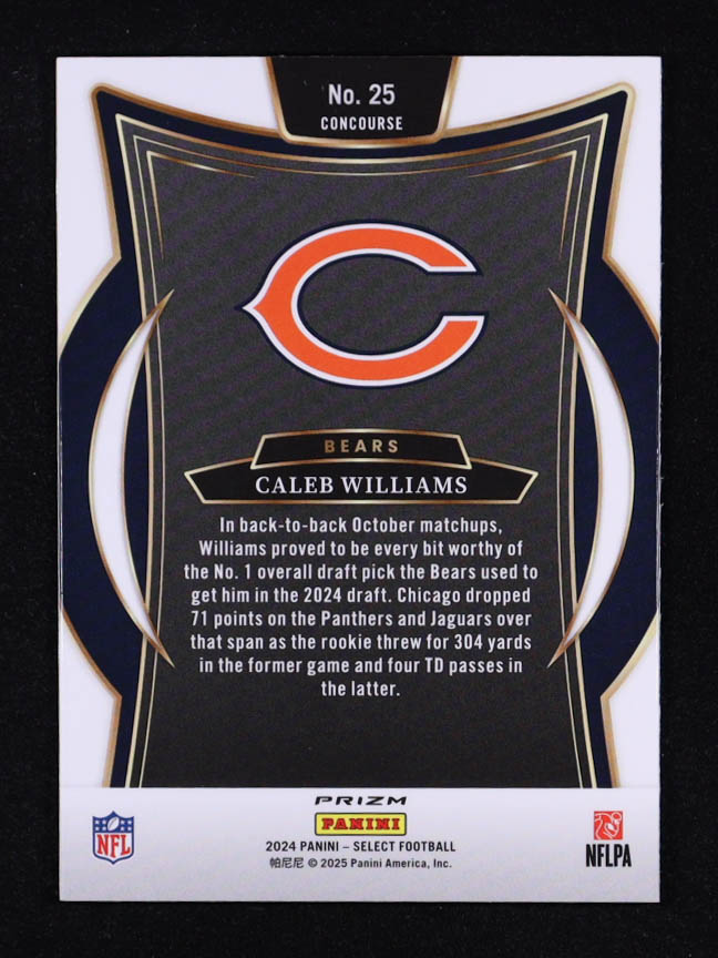 Caleb Williams 2024 Select Prizm Red and Blue Shock #25 RC at PristineAuction.com Caleb Williams 2024 Select Prizm Red and Blue Shock #25 RC at PristineAuction.com