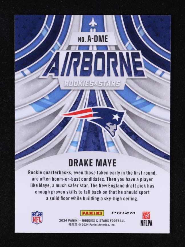 Drake Maye 2024 Rookies and Stars Airborne Silver #24 RC at PristineAuction.com Drake Maye 2024 Rookies and Stars Airborne Silver #24 RC at PristineAuction.com