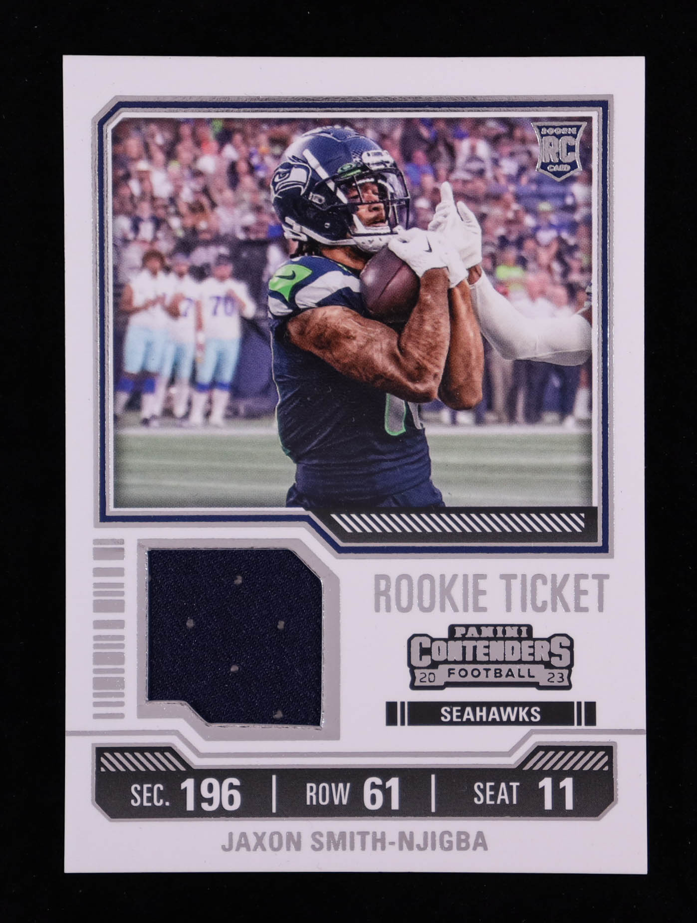 Jaxon Smith-Njigba 2023 Panini Contenders Rookie Ticket Swatches #17 RC at PristineAuction.com Jaxon Smith-Njigba 2023 Panini Contenders Rookie Ticket Swatches #17 RC at PristineAuction.com