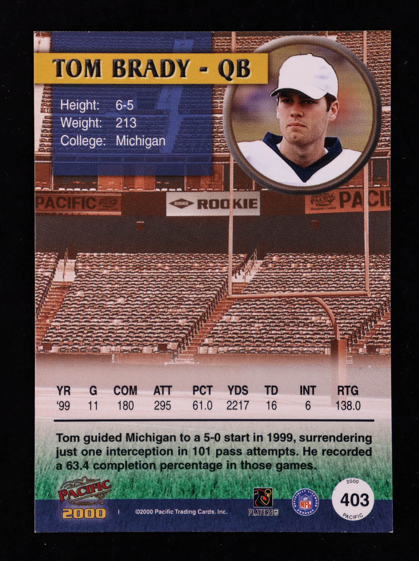 Tom Brady 2000 Pacific #403 RC at PristineAuction.com Tom Brady 2000 Pacific #403 RC at PristineAuction.com