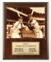 Mickey Mantle & Hank Aaron Signed Plaque Photo Display (Beckett) at PristineAuction.com