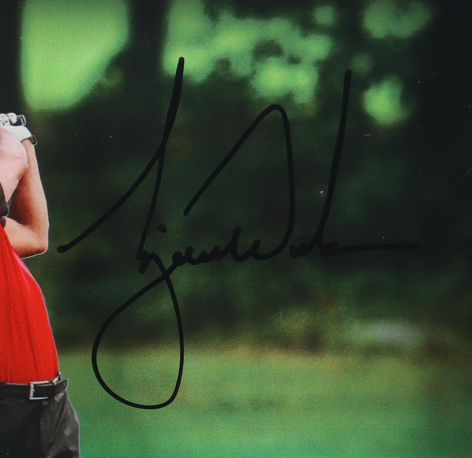 Tiger Woods Signed "Approach" Custom Framed Shadowbox Display (UDA) at PristineAuction.com Tiger Woods Signed "Approach" Custom Framed Shadowbox Display (UDA) at PristineAuction.com