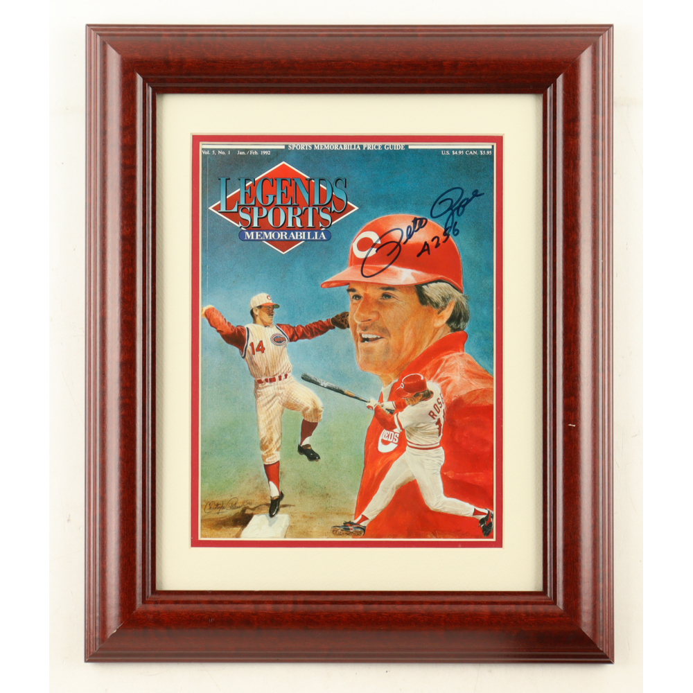 Pete Rose Signed 1992 "Legend Sports Memorabilia" Custom Framed Magazine Display Inscribed "4256" (Beckett) at PristineAuction.com