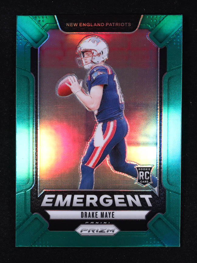 Drake Maye 2024 Panini Prizm Emergent Prizms Green #4 RC at PristineAuction.com Drake Maye 2024 Panini Prizm Emergent Prizms Green #4 RC at PristineAuction.com
