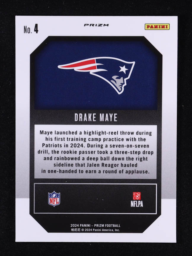 Drake Maye 2024 Panini Prizm Emergent Prizms Green #4 RC at PristineAuction.com Drake Maye 2024 Panini Prizm Emergent Prizms Green #4 RC at PristineAuction.com
