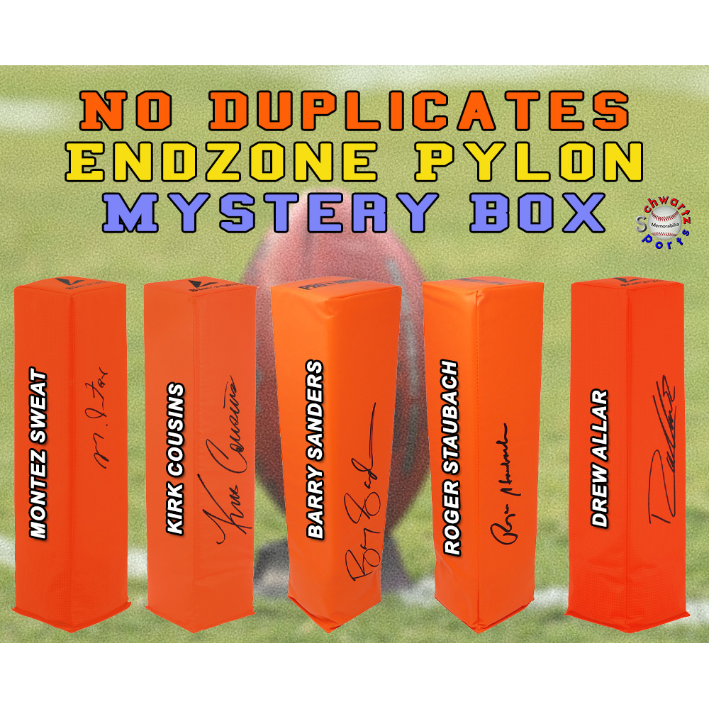 NO DUPLICATES (Players) Signed Football Endzone Pylon Mystery Box - Series 16 (Limited to 75) - Schwartz Sports at PristineAuction.com