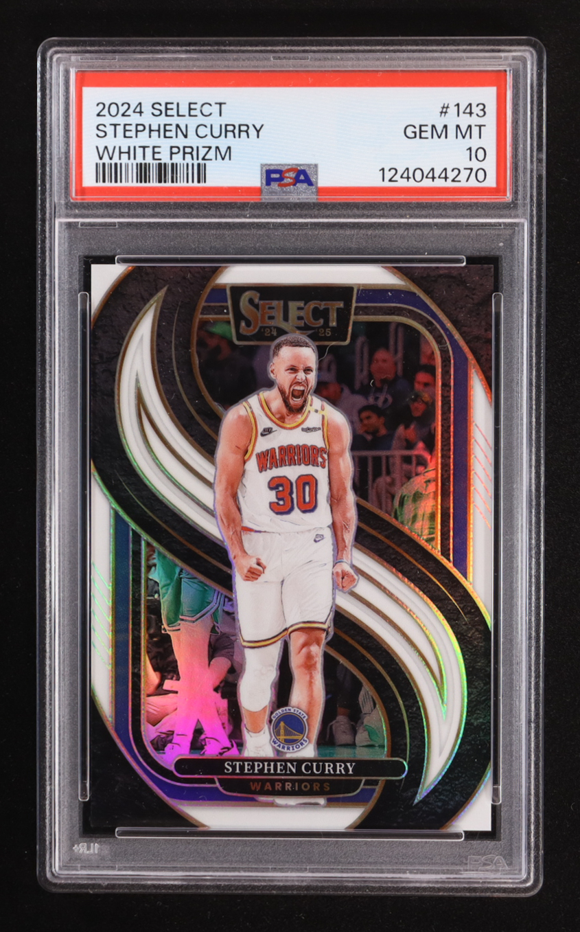 Stephen Curry 2024 Panini Select White Prizm #143 #045/149 (PSA 10) at PristineAuction.com Stephen Curry 2024 Panini Select White Prizm #143 #045/149 (PSA 10) at PristineAuction.com