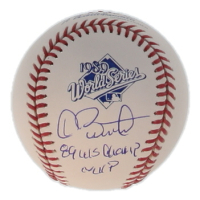 Dave Stewart Signed 1989 World Series Baseball Inscribed "89 WS Champ MVP" (Beckett) at PristineAuction.com