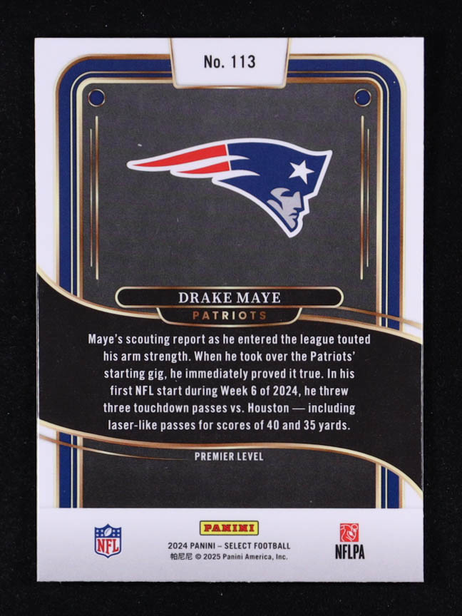Drake Maye 2024 Select #113 RC at PristineAuction.com Drake Maye 2024 Select #113 RC at PristineAuction.com