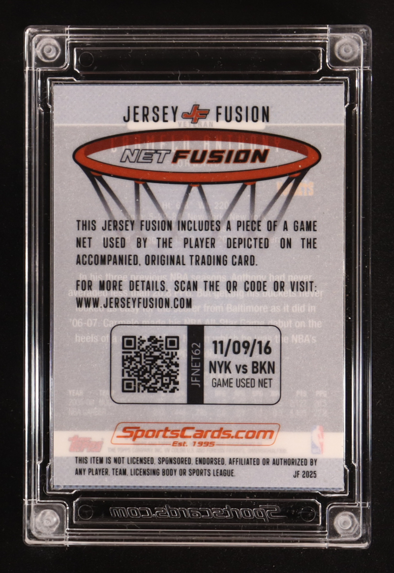 Carmelo Anthony 2025 Jersey Fusion Net Fusion #JFNET62 #06/25 at PristineAuction.com Carmelo Anthony 2025 Jersey Fusion Net Fusion #JFNET62 #06/25 at PristineAuction.com