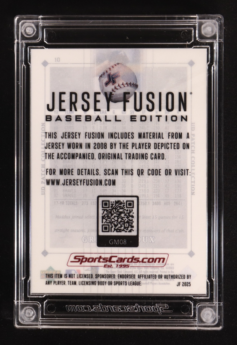 Greg Maddux 2025 Jersey Fusion Baseball #GM08 at PristineAuction.com Greg Maddux 2025 Jersey Fusion Baseball #GM08 at PristineAuction.com