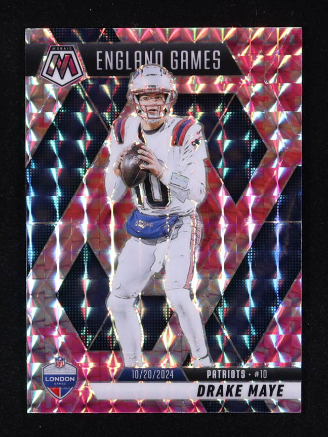 Drake Maye 2025 Panini Mosaic Mosaic Camo Pink IG #258 at PristineAuction.com Drake Maye 2025 Panini Mosaic Mosaic Camo Pink IG #258 at PristineAuction.com
