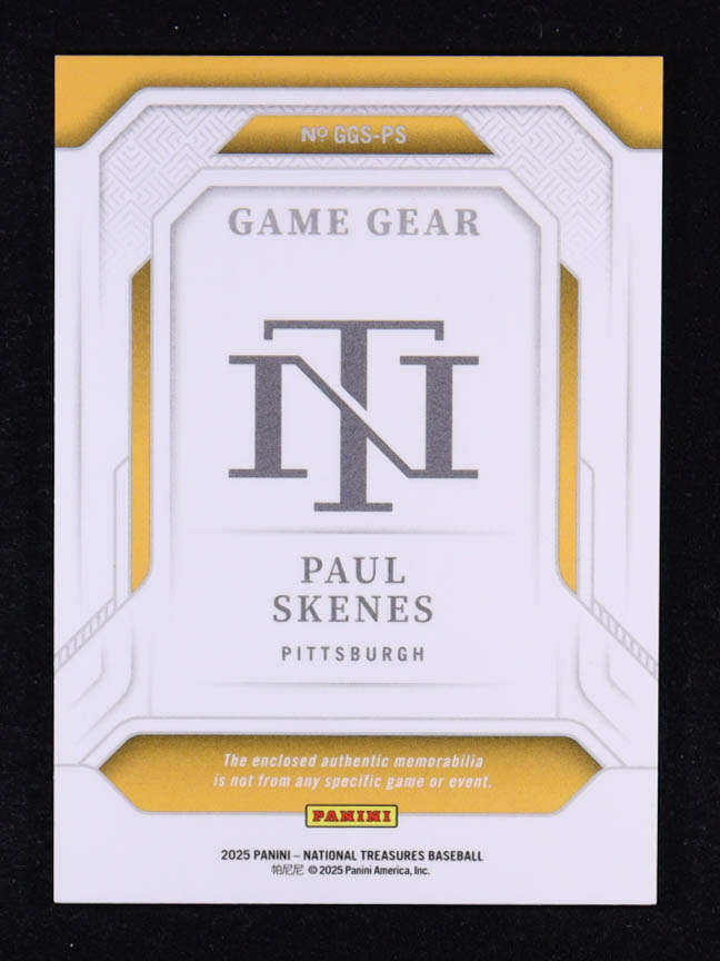 Paul Skenes 2025 Panini National Treasures Game Gear Swatches Blue #6 #31/49 at PristineAuction.com Paul Skenes 2025 Panini National Treasures Game Gear Swatches Blue #6 #31/49 at PristineAuction.com
