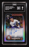 Yoshinobu Yamamoto 2024 Topps Chrome Rookie Autographs Refractors #RAYY #319/499 RC (TAG 9) at PristineAuction.com