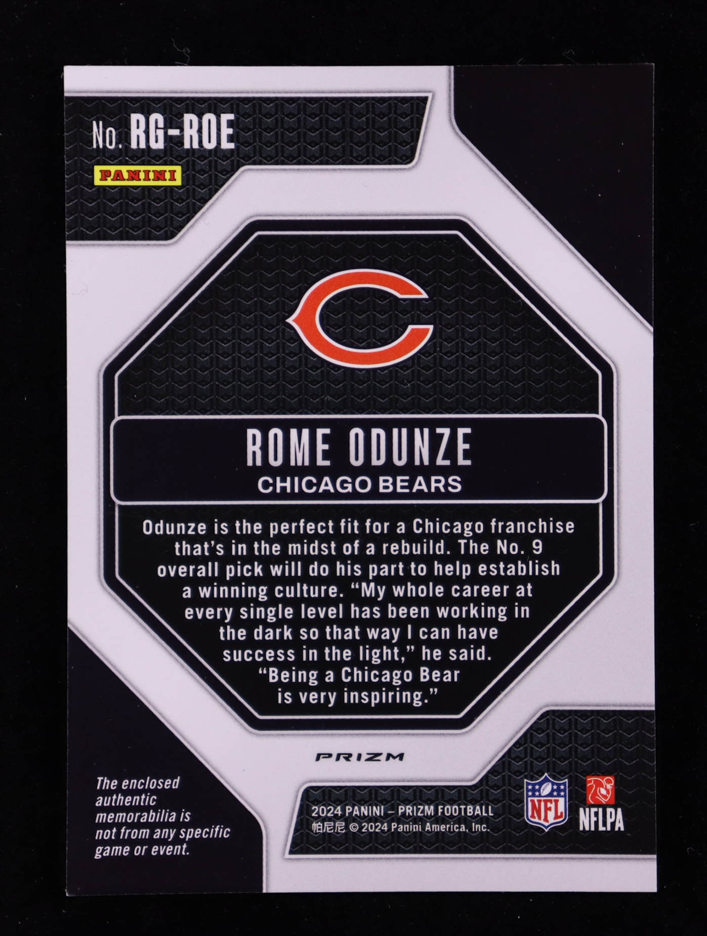 Rome Odunze 2024 Panini Prizm Rookie Gear Pink #12 RC at PristineAuction.com Rome Odunze 2024 Panini Prizm Rookie Gear Pink #12 RC at PristineAuction.com
