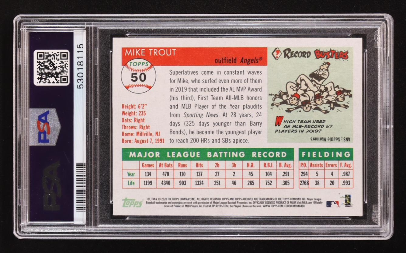 Mike Trout 2020 Topps Archives #50 (PSA 9) at PristineAuction.com Mike Trout 2020 Topps Archives #50 (PSA 9) at PristineAuction.com