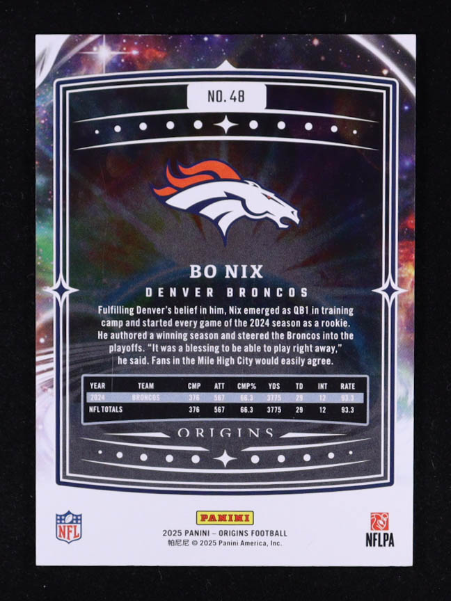 Bo Nix 2025 Panini Origins Red #48 #035/225 at PristineAuction.com Bo Nix 2025 Panini Origins Red #48 #035/225 at PristineAuction.com