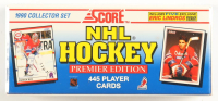 1990 Score NHL Hockey Premiere Edition Complete Factory Sealed Set of (445) Cards With Jaromir Jagr #428 RC, Martin Brodeur #439 RC, Eric Lindros #440 RC, Wayne Gretzky #1 at PristineAuction.com