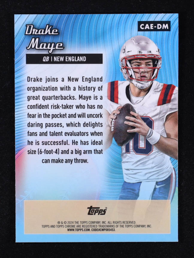 Drake Maye 2024 Topps Chrome All Etch #CAEDM RC at PristineAuction.com Drake Maye 2024 Topps Chrome All Etch #CAEDM RC at PristineAuction.com