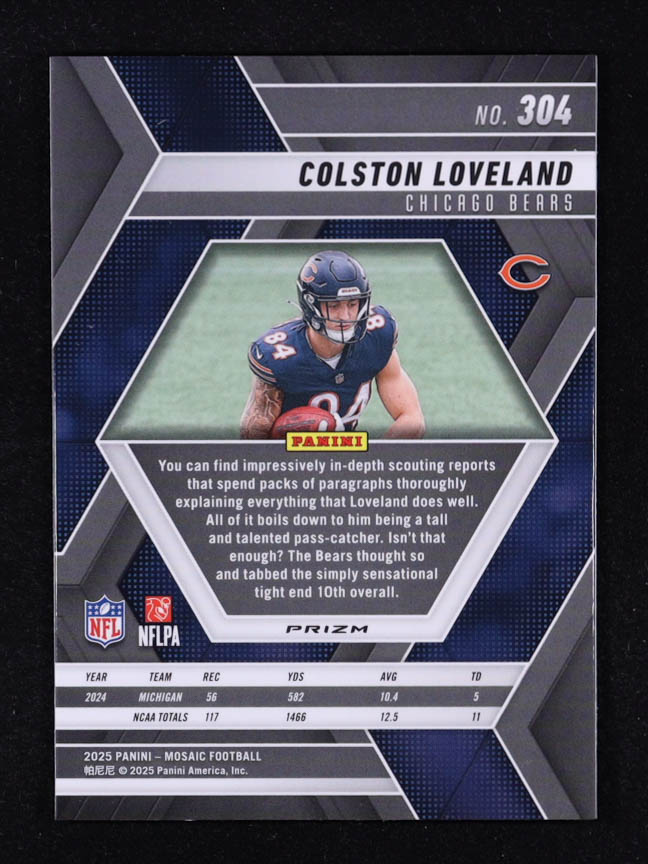 Colston Loveland 2025 Panini Mosaic Mosaic Camo Pink #304 RC at PristineAuction.com Colston Loveland 2025 Panini Mosaic Mosaic Camo Pink #304 RC at PristineAuction.com