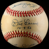 1956 Yankees World Series Champions OAL Baseball Signed by (5) with Don Larsen, Hank Bauer, Enos Slaughter, Gil McDougald Inscribed "10-8-56" (JSA) at PristineAuction.com