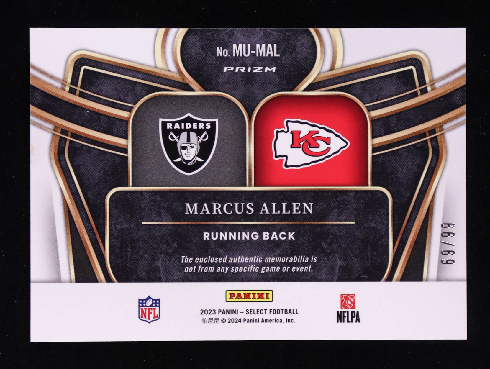 Marcus Allen 2023 Select Multiverse Dual Jerseys Prizm #33 #69/99 at PristineAuction.com Marcus Allen 2023 Select Multiverse Dual Jerseys Prizm #33 #69/99 at PristineAuction.com
