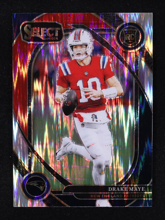Drake Maye 2024 Select Prizm Black and Red Shock #218 RC at PristineAuction.com Drake Maye 2024 Select Prizm Black and Red Shock #218 RC at PristineAuction.com