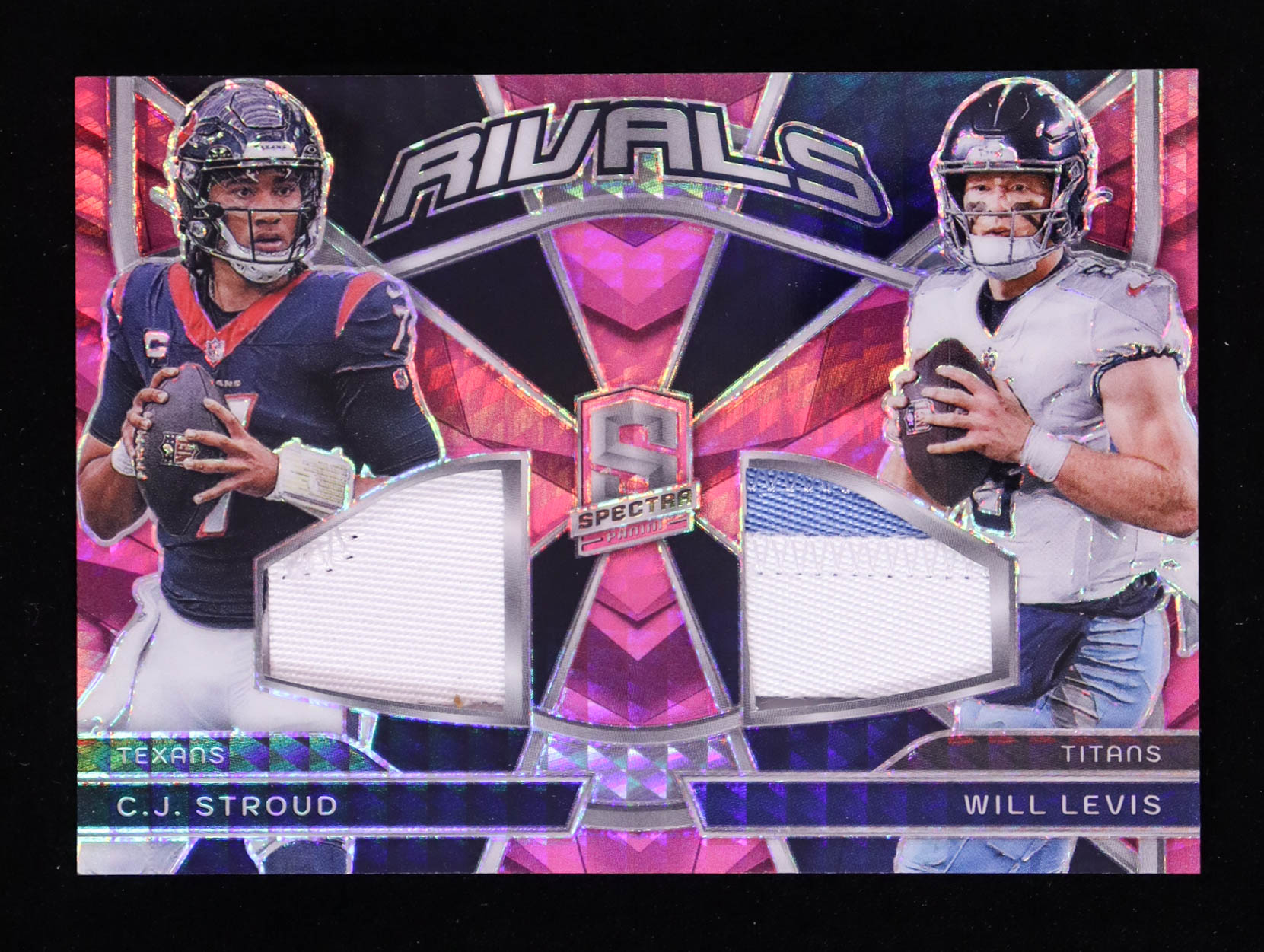 CJ Stroud / Will Levis 2024 Panini Spectra Rivals Materials Neon Pink #4 #12/15 at PristineAuction.com CJ Stroud / Will Levis 2024 Panini Spectra Rivals Materials Neon Pink #4 #12/15 at PristineAuction.com