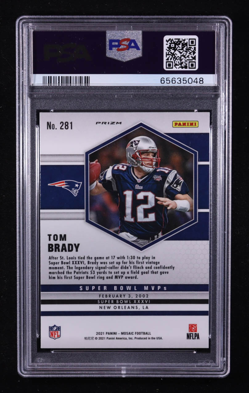 Tom Brady 2021 Panini Mosaic Mosaic Reactive Orange #281 MVP (PSA 10) at PristineAuction.com Tom Brady 2021 Panini Mosaic Mosaic Reactive Orange #281 MVP (PSA 10) at PristineAuction.com