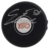 Elmer Soderblom Signed Red Wings Logo Hockey Puck (JSA) at PristineAuction.com