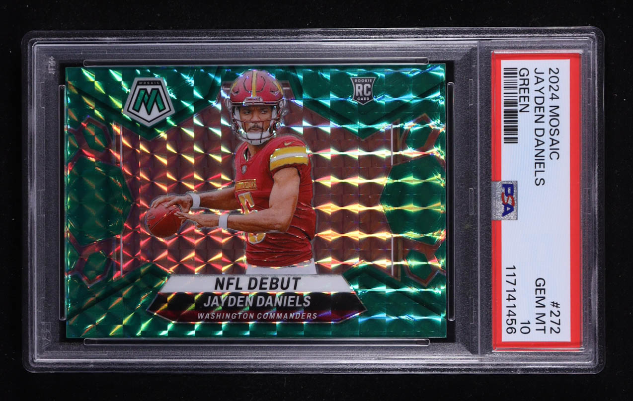 Jayden Daniels 2024 Panini Mosaic Mosaic Green #272 DEB RC (PSA 10) at PristineAuction.com Jayden Daniels 2024 Panini Mosaic Mosaic Green #272 DEB RC (PSA 10) at PristineAuction.com