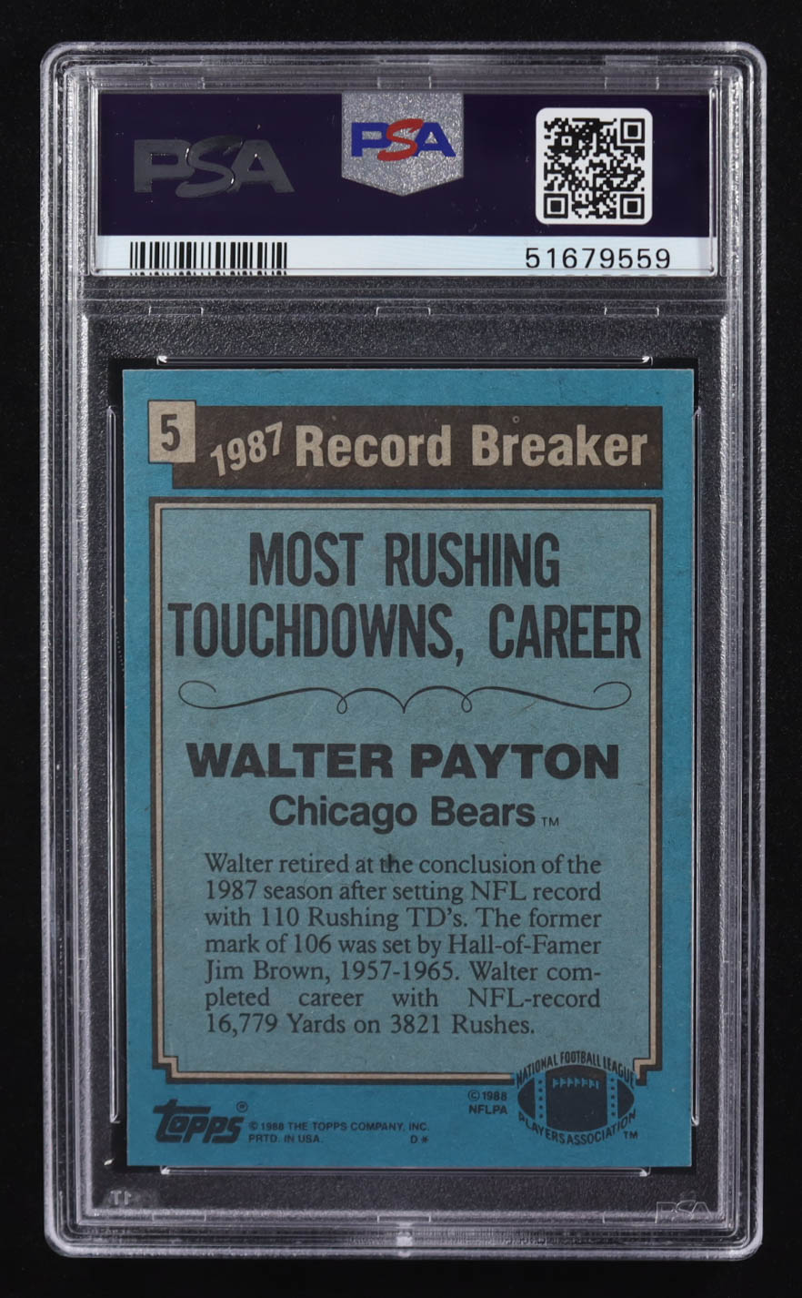 Walter Payton 1988 Topps #5 RB (PSA 9) at PristineAuction.com Walter Payton 1988 Topps #5 RB (PSA 9) at PristineAuction.com