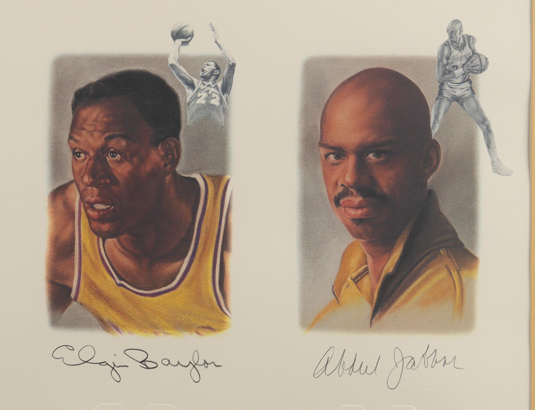 Lakers Legends | LE Custom Framed Art Print Signed by (5) with Magic Johnson, Wilt Chamberlain, Kareem Abdul-Jabbar at PristineAuction.com Lakers Legends | LE Custom Framed Art Print Signed by (5) with Magic Johnson, Wilt Chamberlain, Kareem Abdul-Jabbar at PristineAuction.com