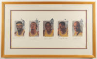 Lakers Legends | LE Custom Framed Art Print Signed by (5) with Magic Johnson, Wilt Chamberlain, Kareem Abdul-Jabbar at PristineAuction.com