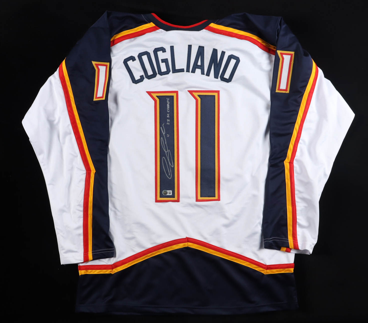 Andrew Cogliano Signed Jersey Inscribed "22 SC Champs" (Beckett) at PristineAuction.com Andrew Cogliano Signed Jersey Inscribed "22 SC Champs" (Beckett) at PristineAuction.com