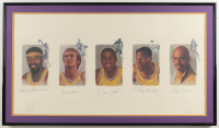 Lakers Legends | LE Custom Framed Art Print Signed by (5) with Magic Johnson, Wilt Chamberlain, Kareem Abdul-Jabbar at PristineAuction.com