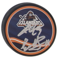 Bo Horvat & Andre Lee Signed Islanders Logo Hockey Puck (JSA) at PristineAuction.com