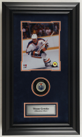 Wayne Gretzky Signed Custom Framed Oilers Logo Hockey Puck Display (JSA) at PristineAuction.com